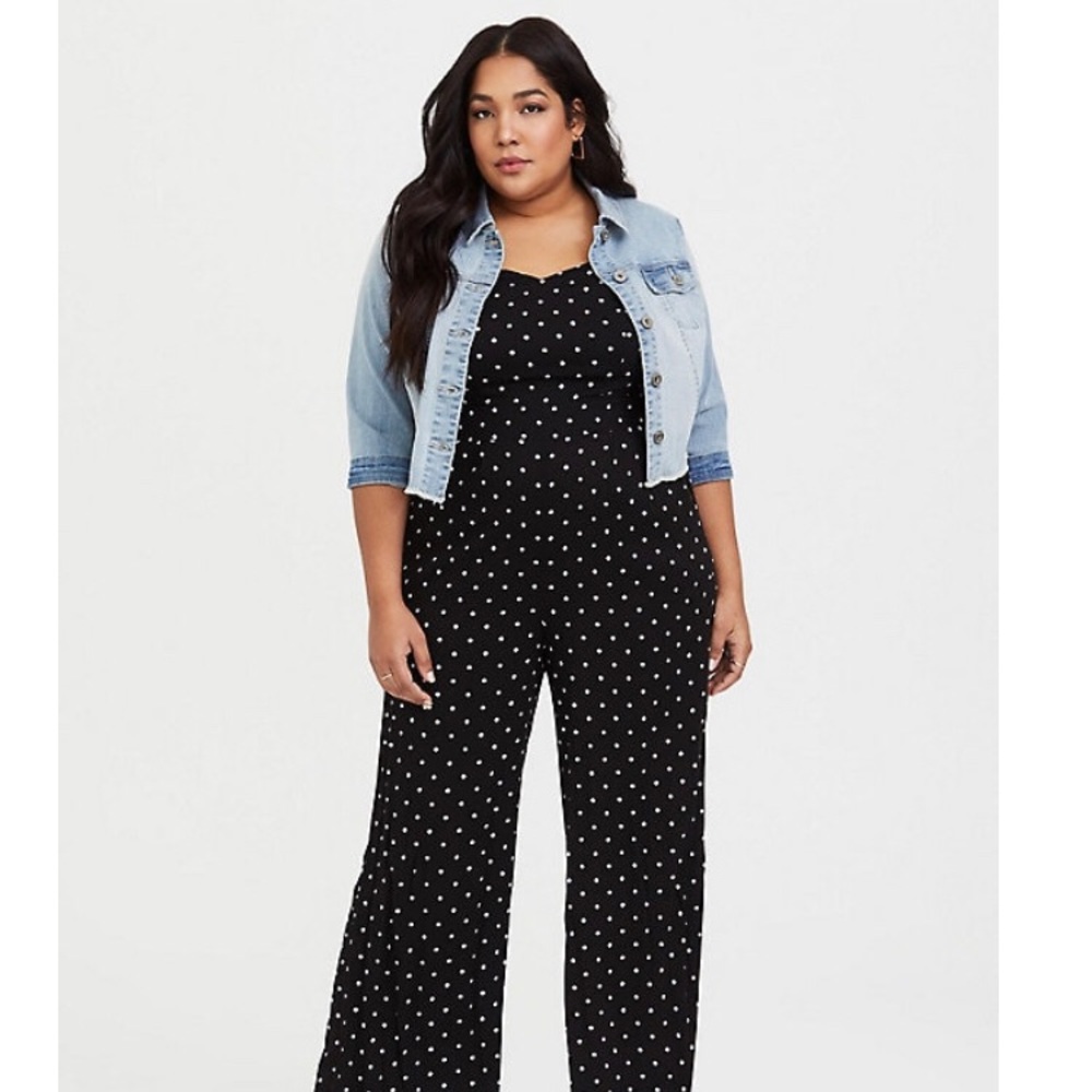 BLACK DOT CHALLIS WIDE LEG JUMPSUIT (sold out)